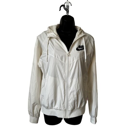 Nike Windrunner Womens Jacket Large Cream Full Zip Hoodie Running Jacket - Picture 1 of 12
